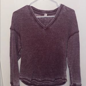 long sleeve waffle knit